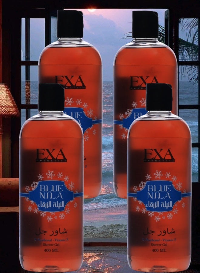 EXA Cosmetics 4 Pieces Shower Gel Blue Indigo 400ML - Image 1